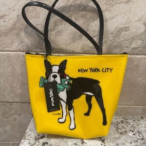 Marc Tetro NYC yellow vinyl Mini Bag with Boston terrier